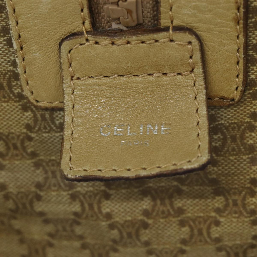 Celine Macadam Canvas Boston Bag Beige Auth tb1089