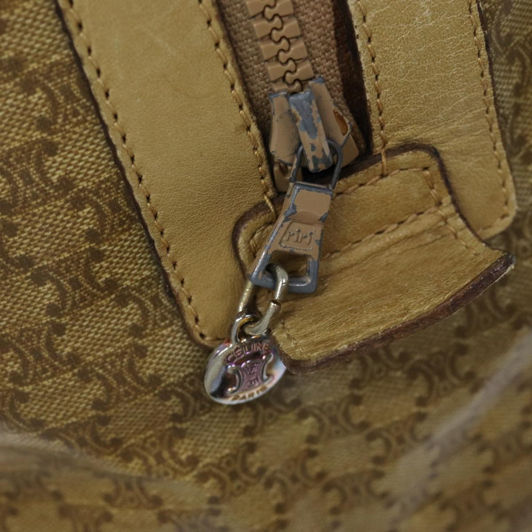Celine Macadam Canvas Boston Bag Beige Auth tb1089
