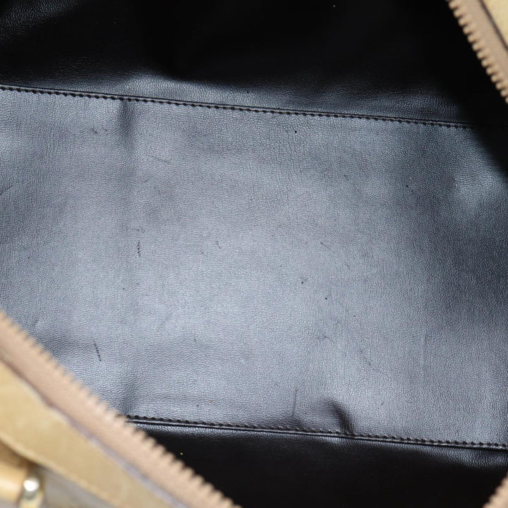 Celine Macadam Canvas Boston Bag Beige Auth tb1089