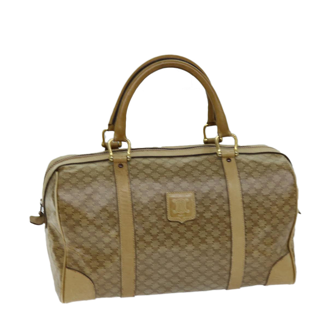 Celine Macadam Canvas Boston Bag Beige Auth tb1089