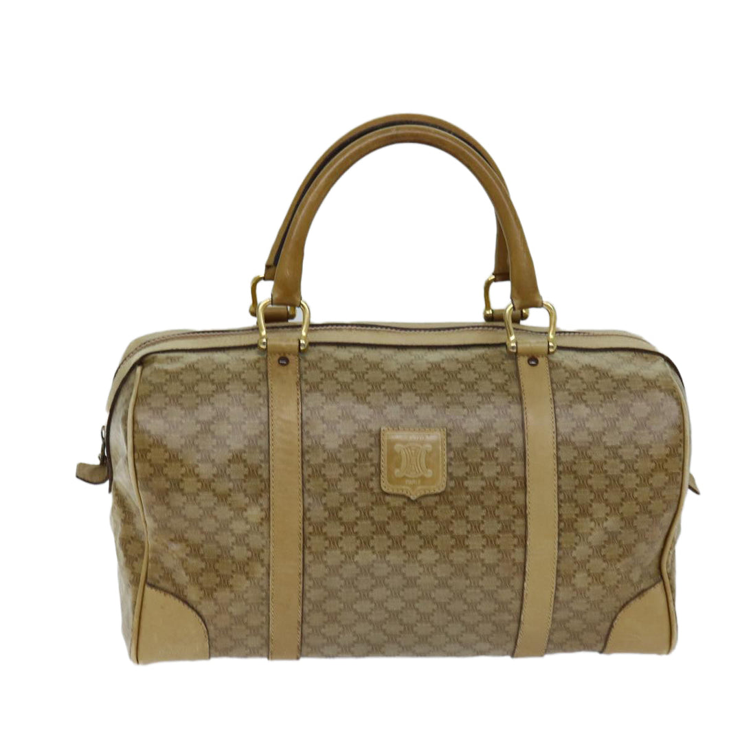 Celine Macadam Canvas Boston Bag Beige Auth tb1089