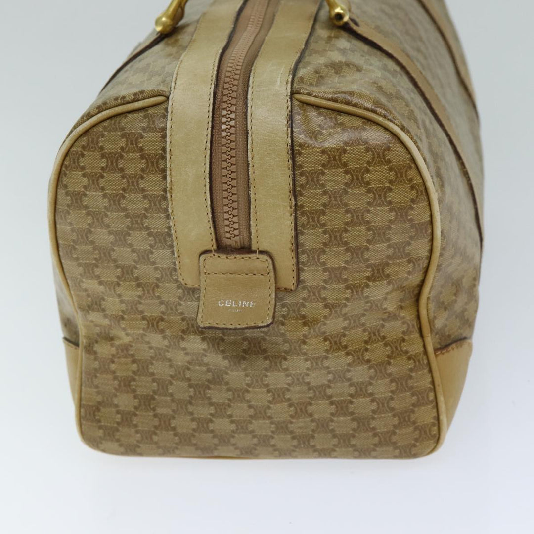 Celine Macadam Canvas Boston Bag Beige Auth tb1089