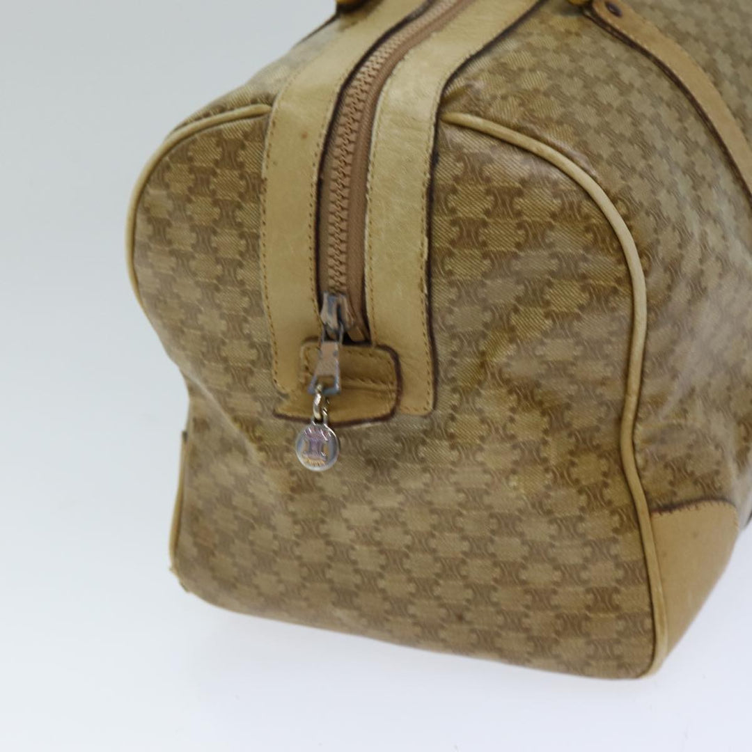 Celine Macadam Canvas Boston Bag Beige Auth tb1089