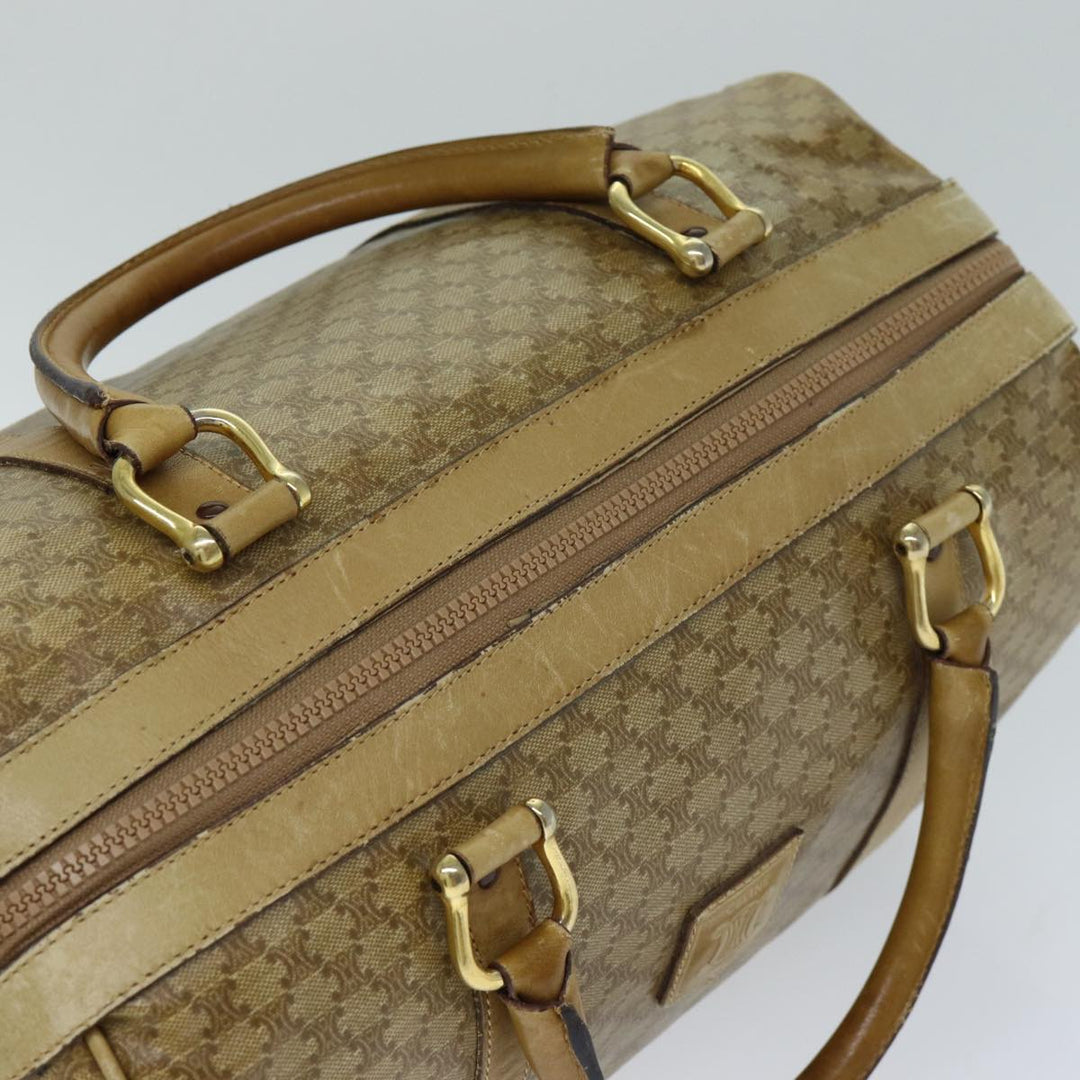 Celine Macadam Canvas Boston Bag Beige Auth tb1089
