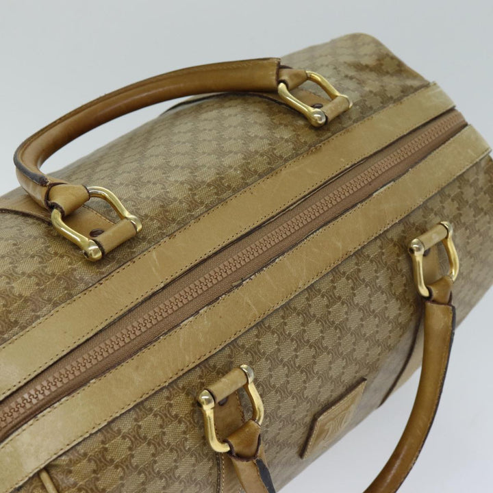 Celine Macadam Canvas Boston Bag Beige Auth tb1089