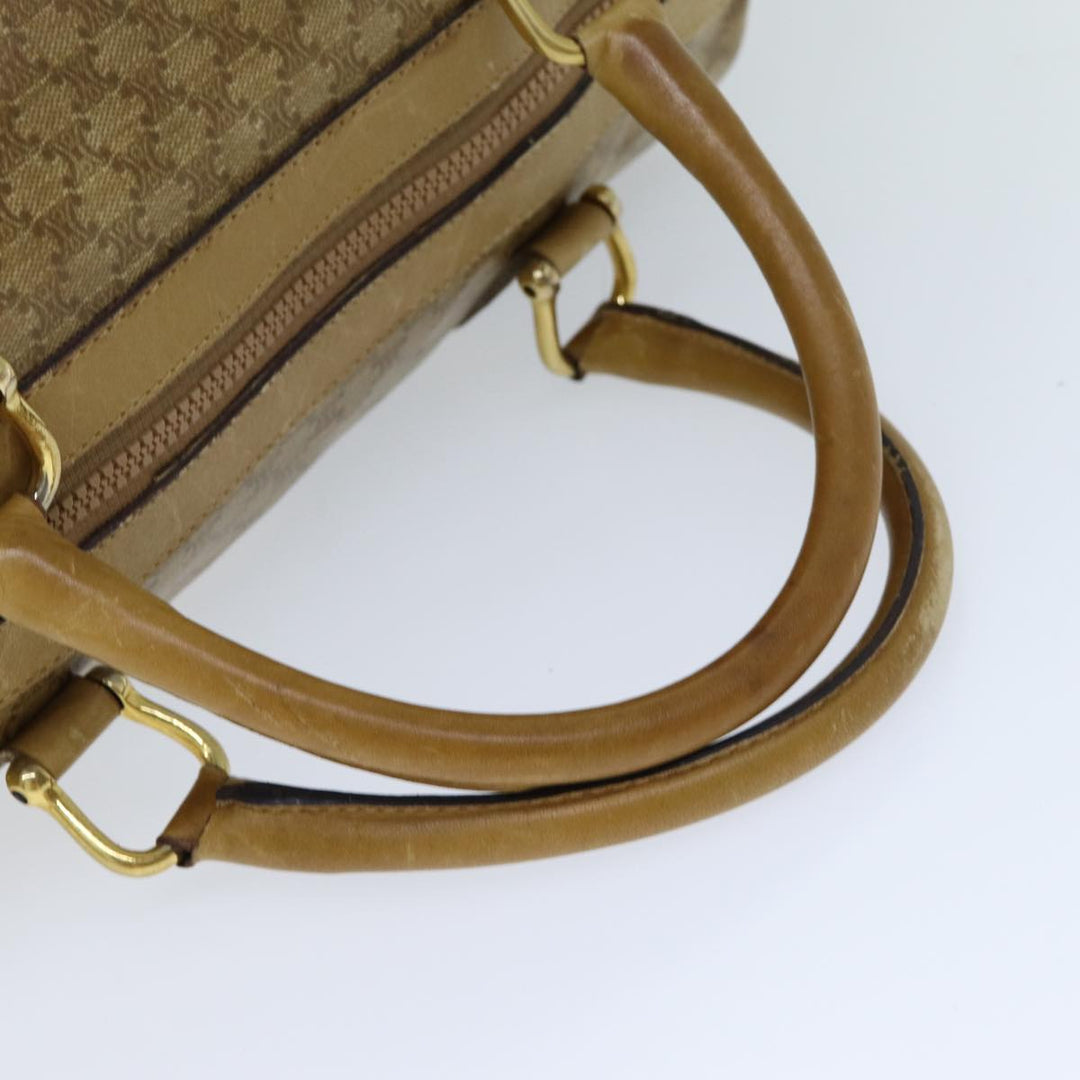 Celine Macadam Canvas Boston Bag Beige Auth tb1089