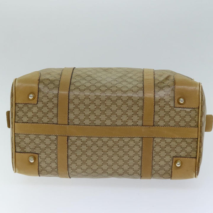 Celine Macadam Canvas Boston Bag Beige Auth tb1089
