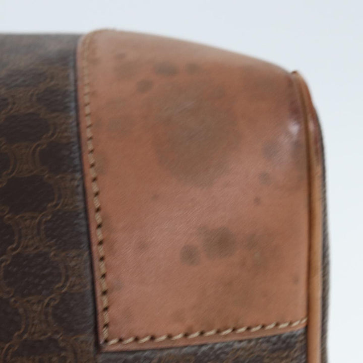 Celine Macadam Canvas Boston Bag PVC Leather Brown Auth tb1092
