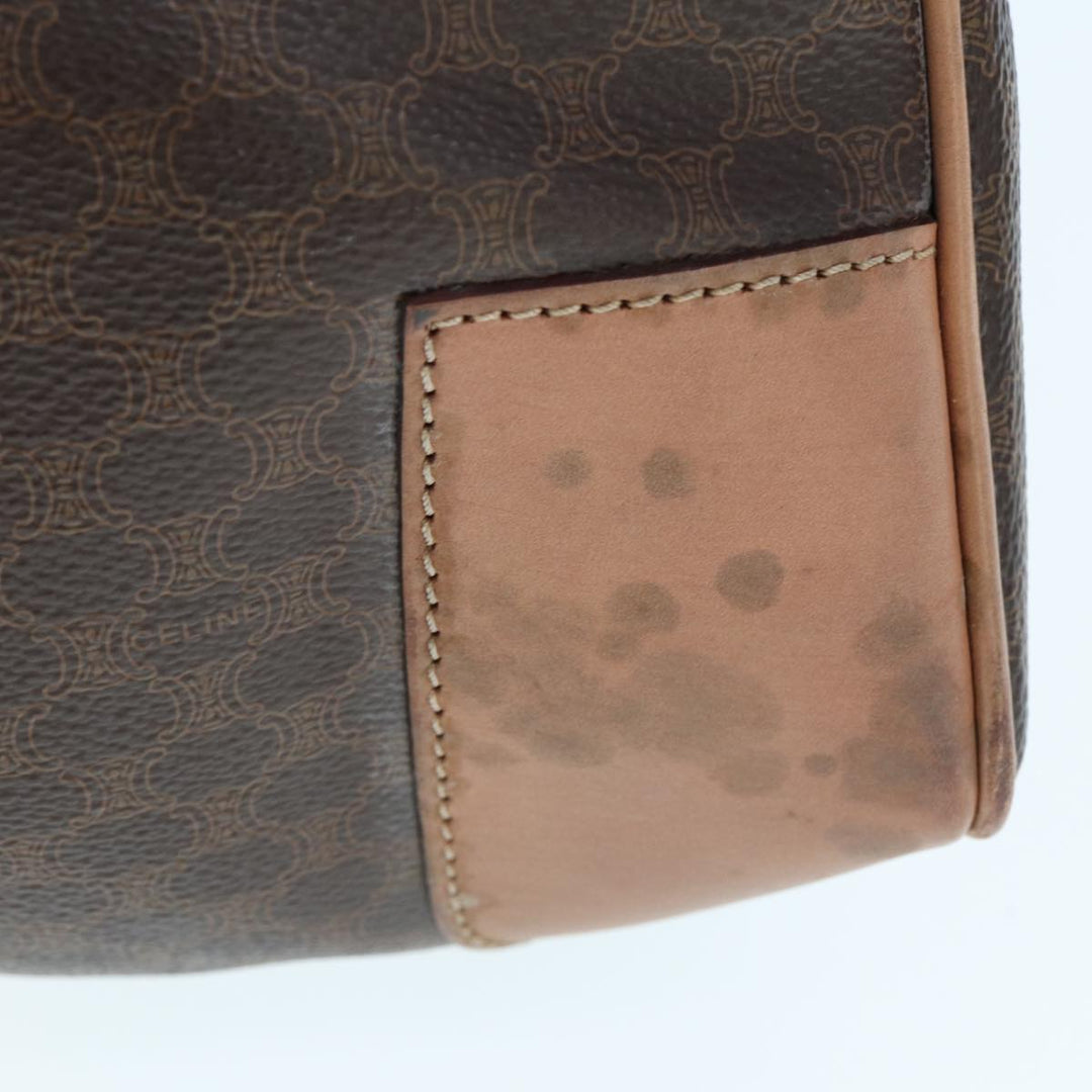Celine Macadam Canvas Boston Bag PVC Leather Brown Auth tb1092