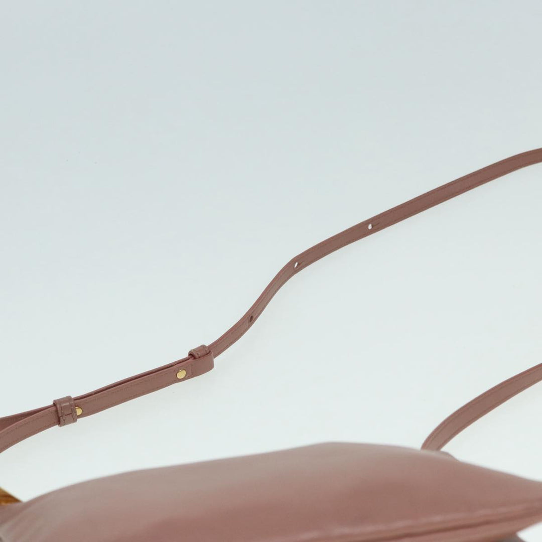 Celine Trio Bag Shoulder Bag Leather Beige Gold Auth tb1117