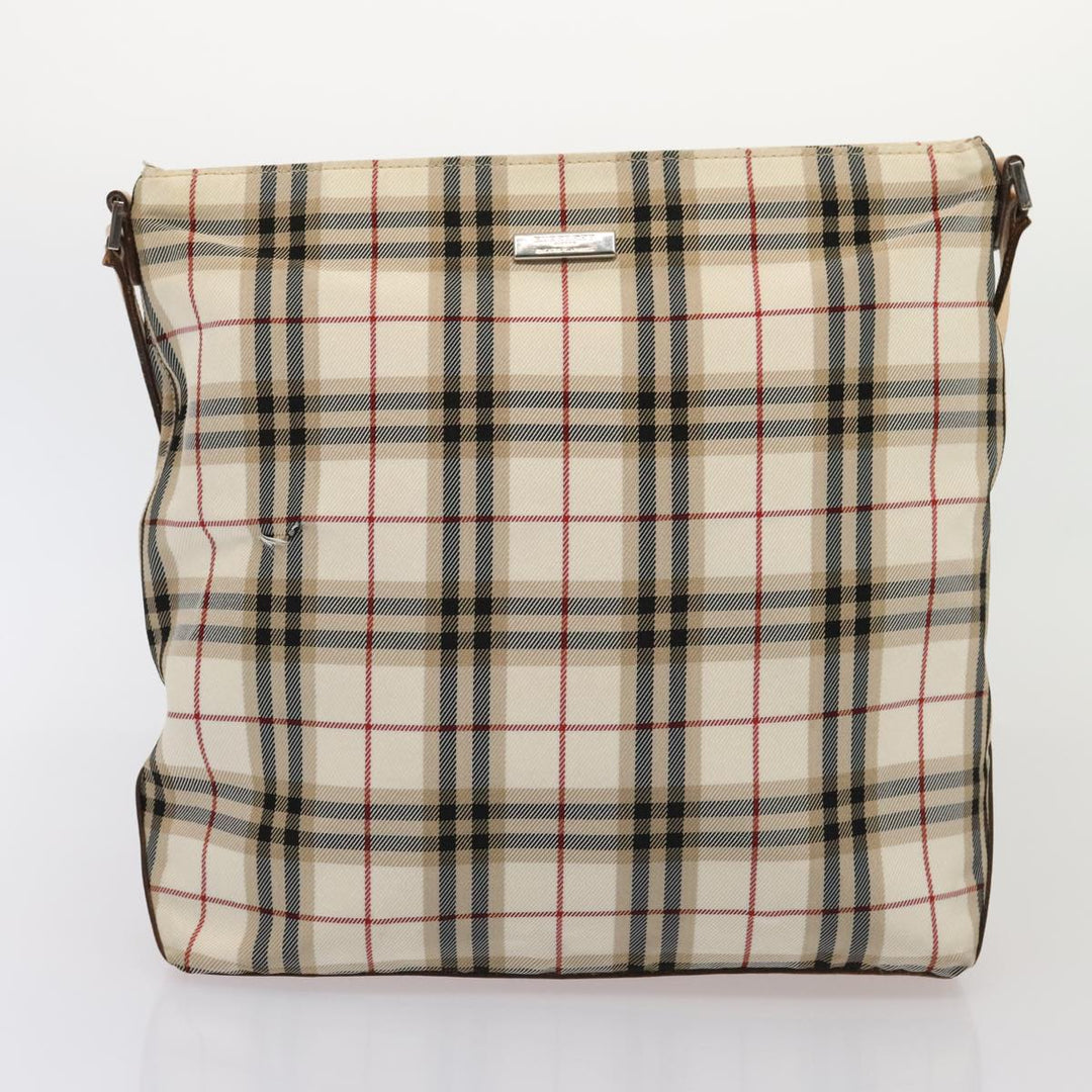 Burberry Nova Check Blue Label Shoulder Bag Nylon 2Set Beige Navy Auth tb1144