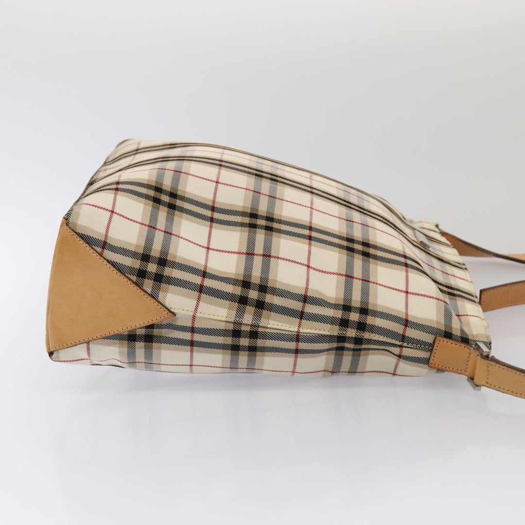 Burberry Nova Check Blue Label Shoulder Bag Nylon 2Set Beige Navy Auth tb1144