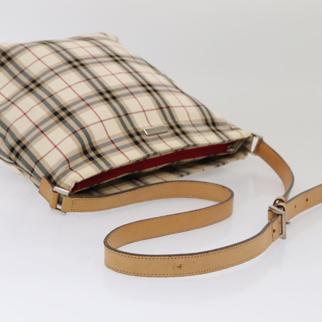 Burberry Nova Check Blue Label Shoulder Bag Nylon 2Set Beige Navy Auth tb1144
