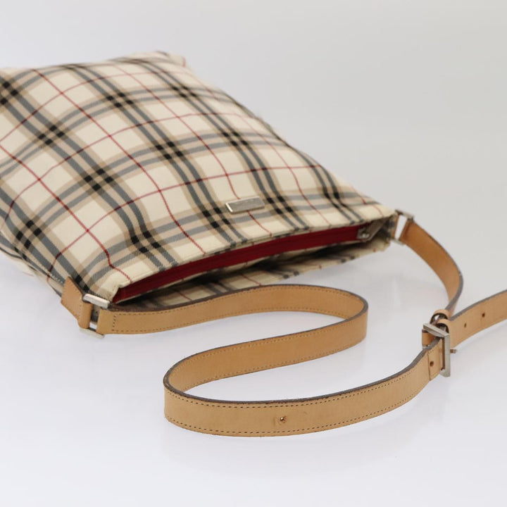 Burberry Nova Check Blue Label Shoulder Bag Nylon 2Set Beige Navy Auth tb1144