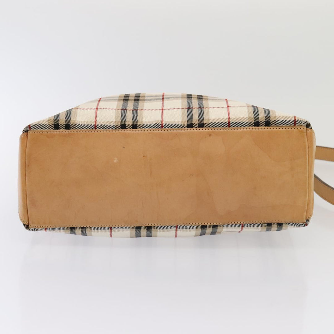 Burberry Nova Check Blue Label Shoulder Bag Nylon 2Set Beige Navy Auth tb1144
