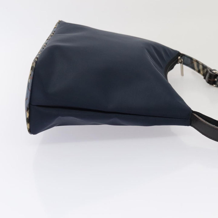 Burberry Nova Check Blue Label Shoulder Bag Nylon 2Set Beige Navy Auth tb1144