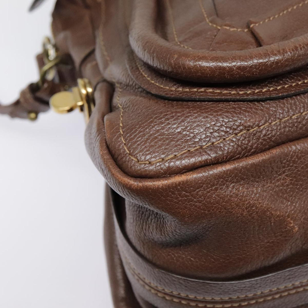 Chloe Paraty Hand Bag Leather 2way Brown Gold tb1210