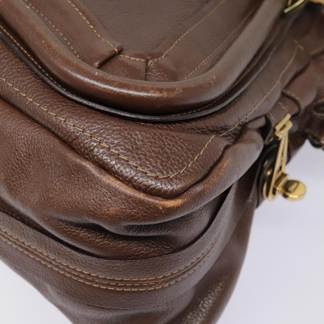 Chloe Paraty Hand Bag Leather 2way Brown Gold tb1210