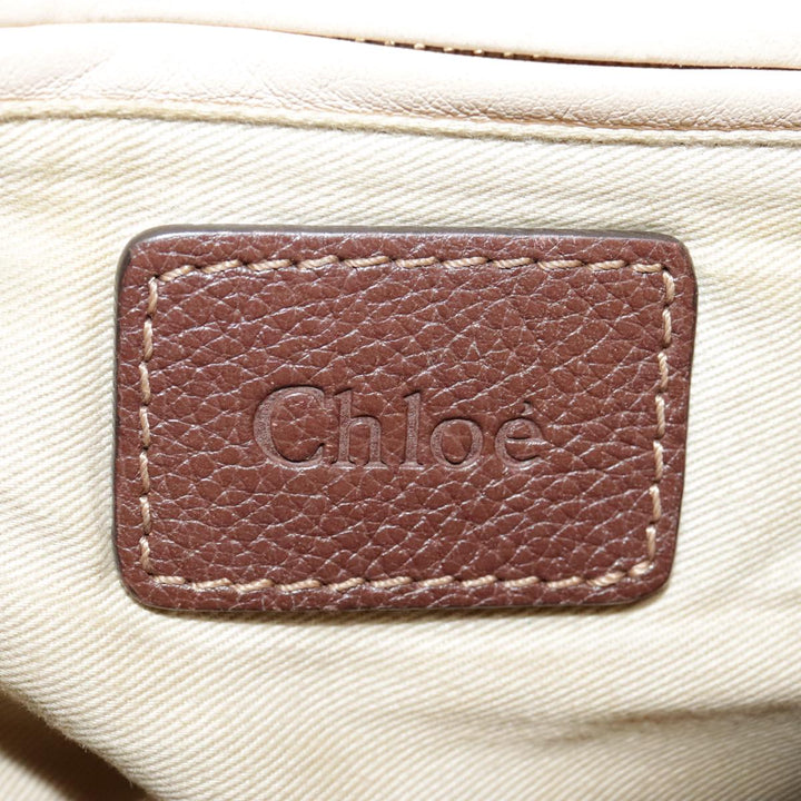 Chloe Paraty Hand Bag Leather 2way Brown Gold tb1210