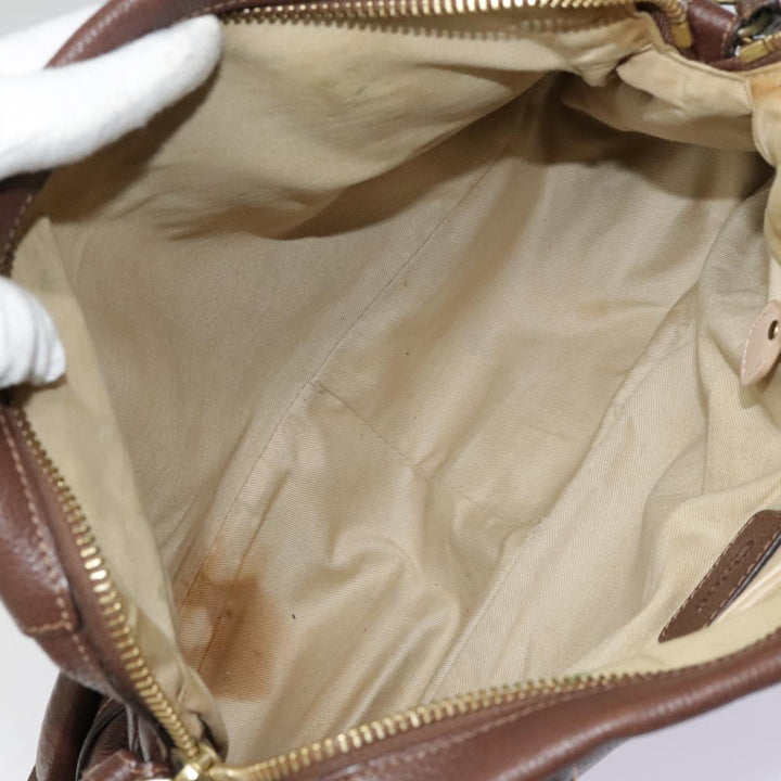 Chloe Paraty Hand Bag Leather 2way Brown Gold tb1210