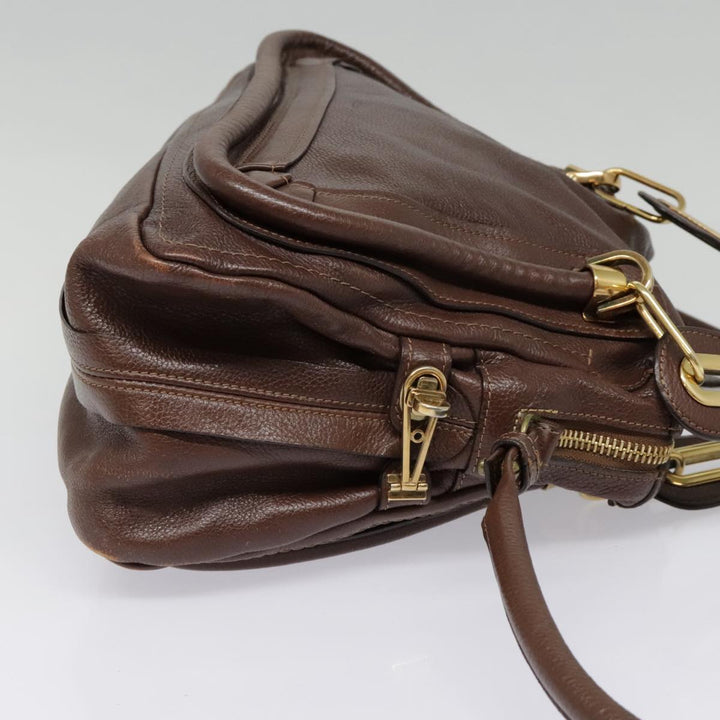 Chloe Paraty Hand Bag Leather 2way Brown Gold tb1210