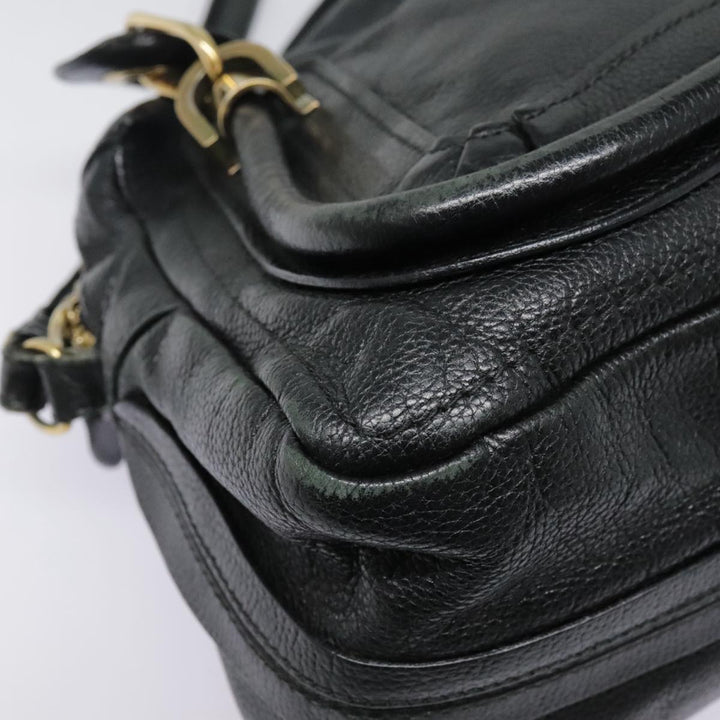 Chloe Paraty Hand Bag Leather 2way Black Gold tb1211