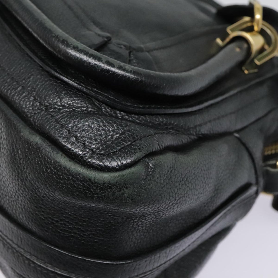 Chloe Paraty Hand Bag Leather 2way Black Gold tb1211