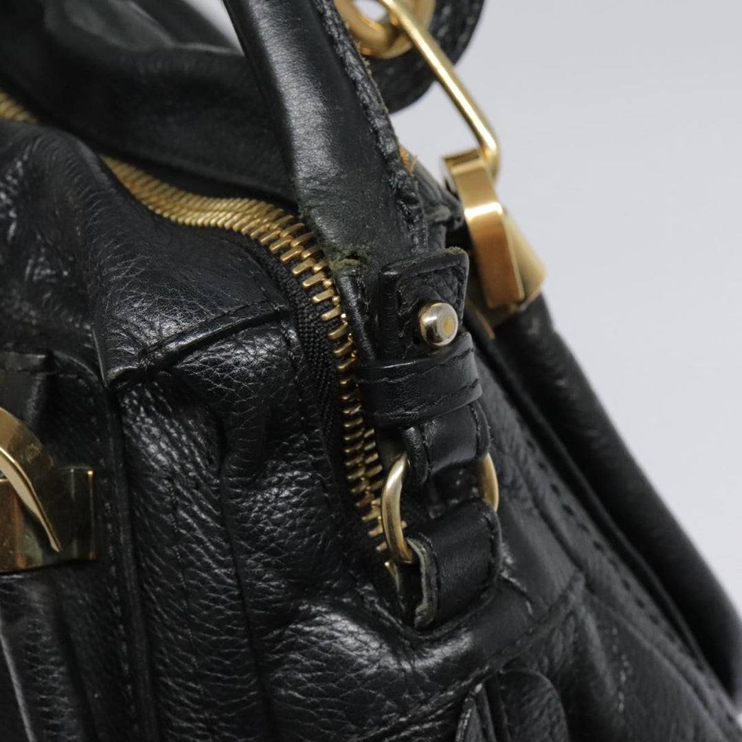 Chloe Paraty Hand Bag Leather 2way Black Gold tb1211