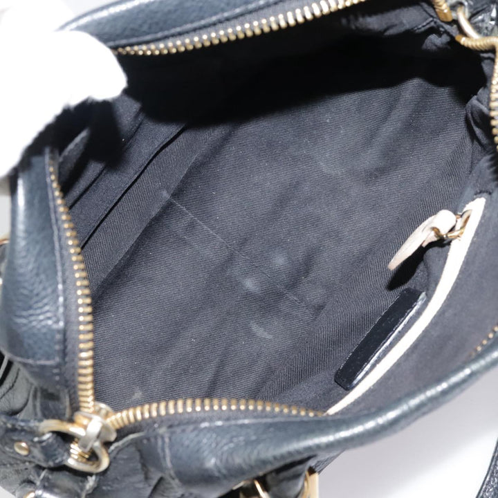 Chloe Paraty Hand Bag Leather 2way Black Gold tb1211