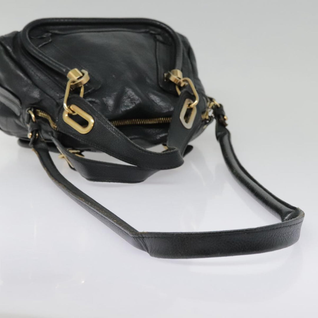 Chloe Paraty Hand Bag Leather 2way Black Gold tb1211