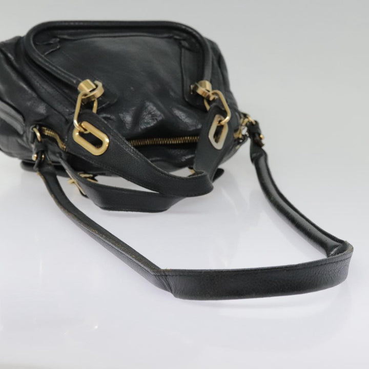 Chloe Paraty Hand Bag Leather 2way Black Gold tb1211