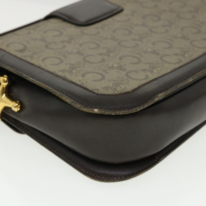 Celine C Macadam Canvas Gold Horse Carriage Shoulder Bag Brown  tb272