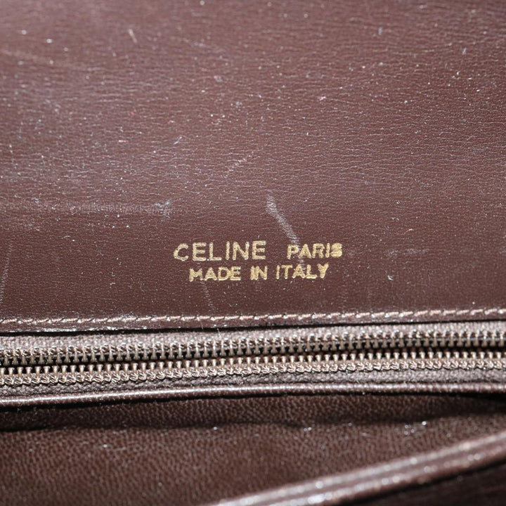 Celine C Macadam Canvas Gold Horse Carriage Shoulder Bag Brown  tb272