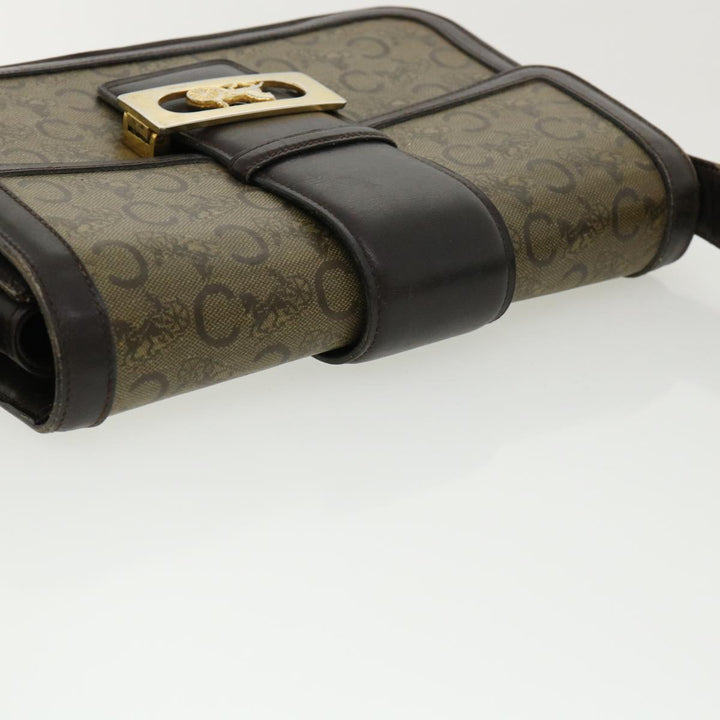 Celine C Macadam Canvas Gold Horse Carriage Shoulder Bag Brown  tb272