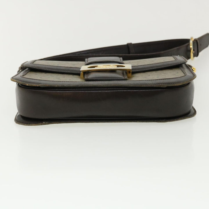 Celine C Macadam Canvas Gold Horse Carriage Shoulder Bag Brown  tb272