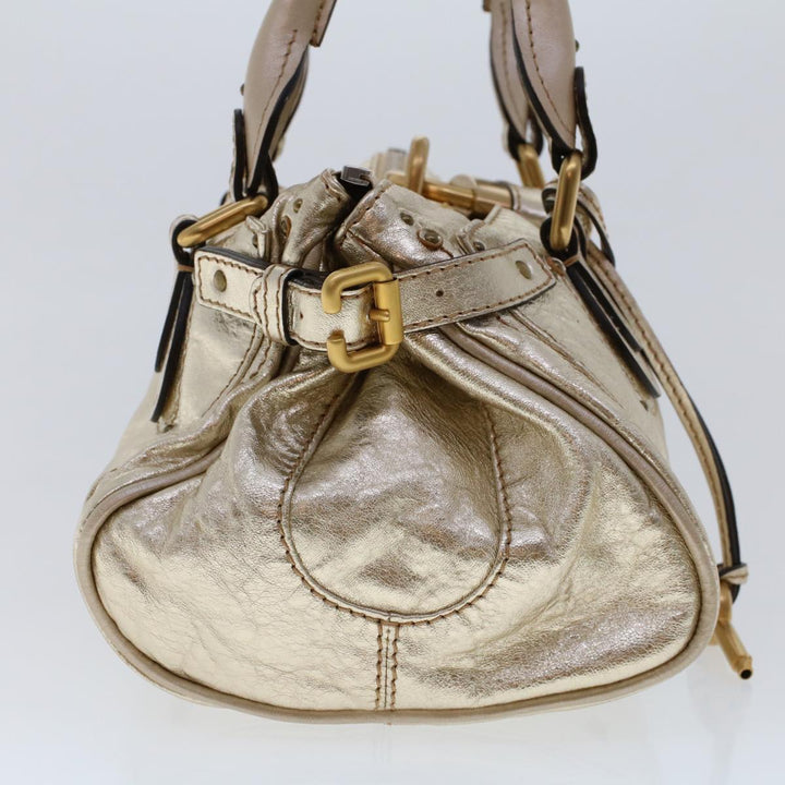 Chloe Paddington Hand Bag Leather Gold Tone tb711