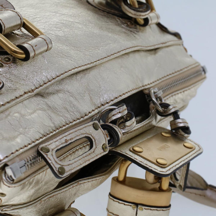 Chloe Paddington Hand Bag Leather Gold Tone tb711