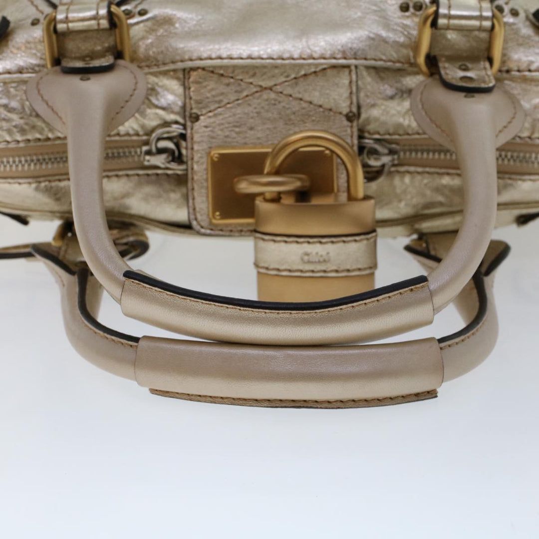 Chloe Paddington Hand Bag Leather Gold Tone tb711