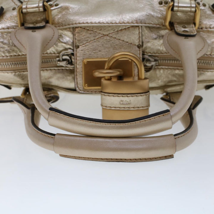 Chloe Paddington Hand Bag Leather Gold Tone tb711