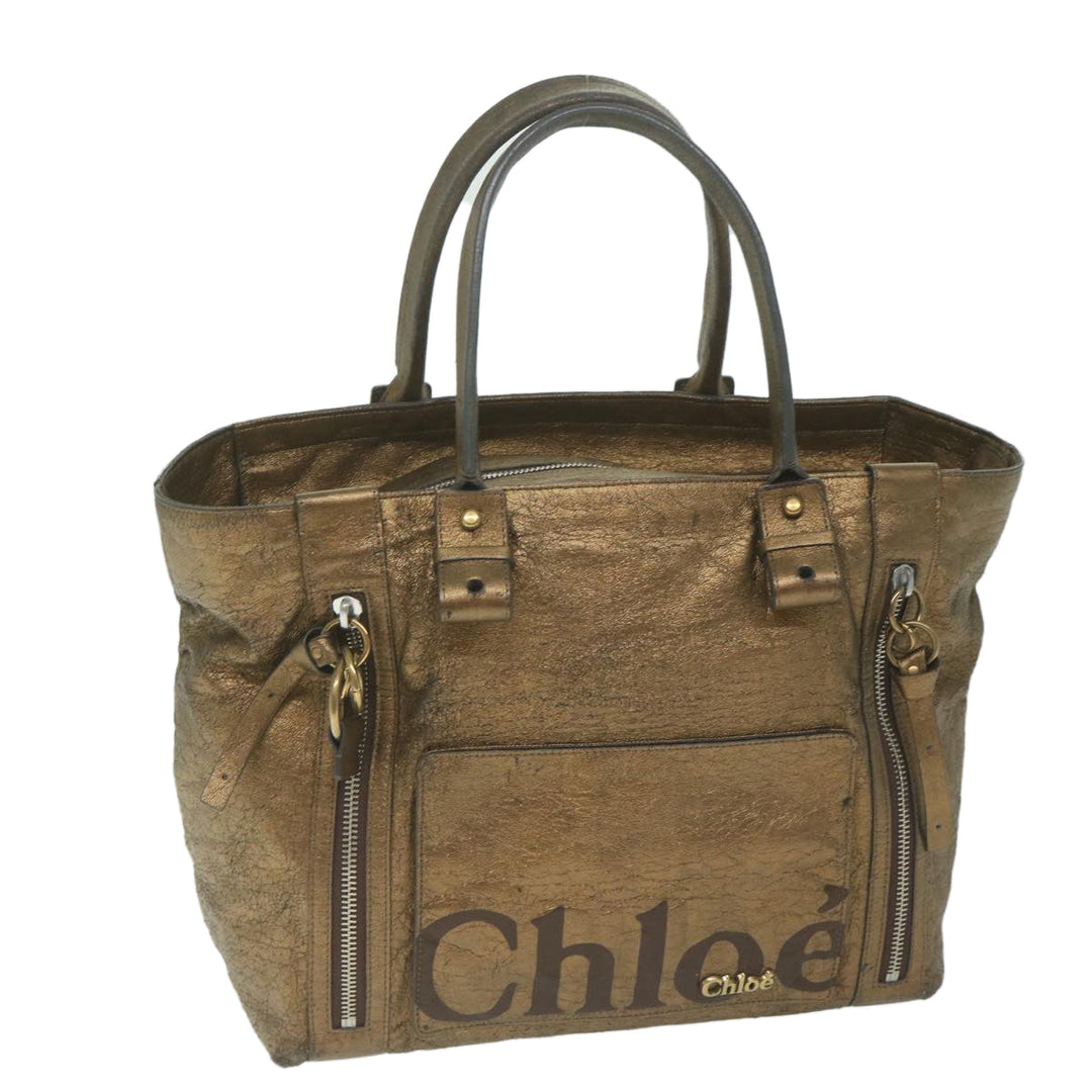 Chloe Eclipse Tote Bag Leather Gold Tone tb992