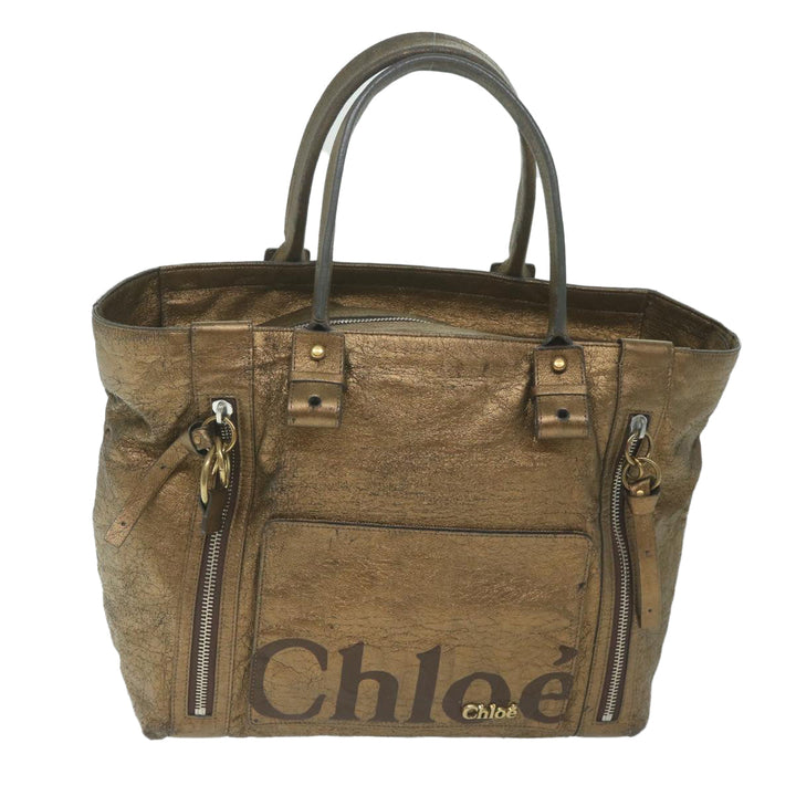 Chloe Eclipse Tote Bag Leather Gold Tone tb992
