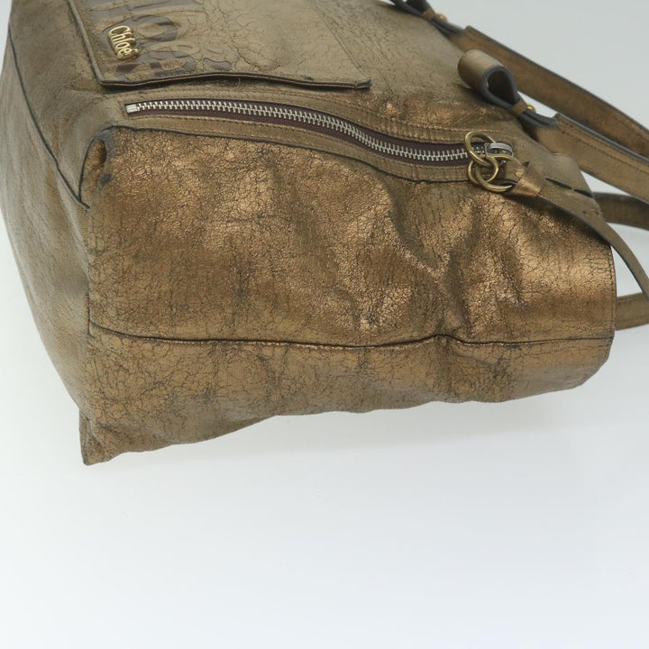 Chloe Eclipse Tote Bag Leather Gold Tone tb992