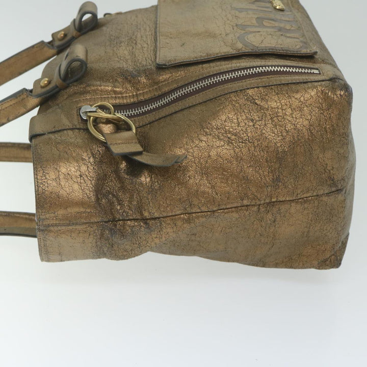 Chloe Eclipse Tote Bag Leather Gold Tone tb992
