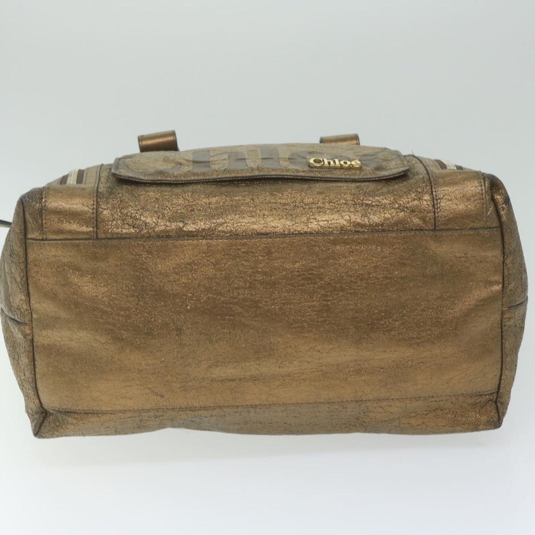 Chloe Eclipse Tote Bag Leather Gold Tone tb992