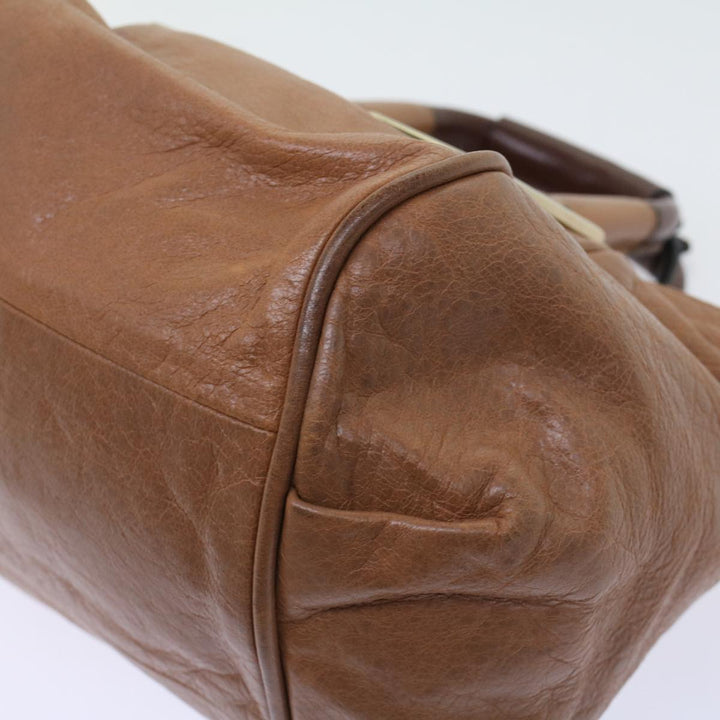 Chloe Etel Hand Bag Leather 2way Brown 03-12-50-65 th4017