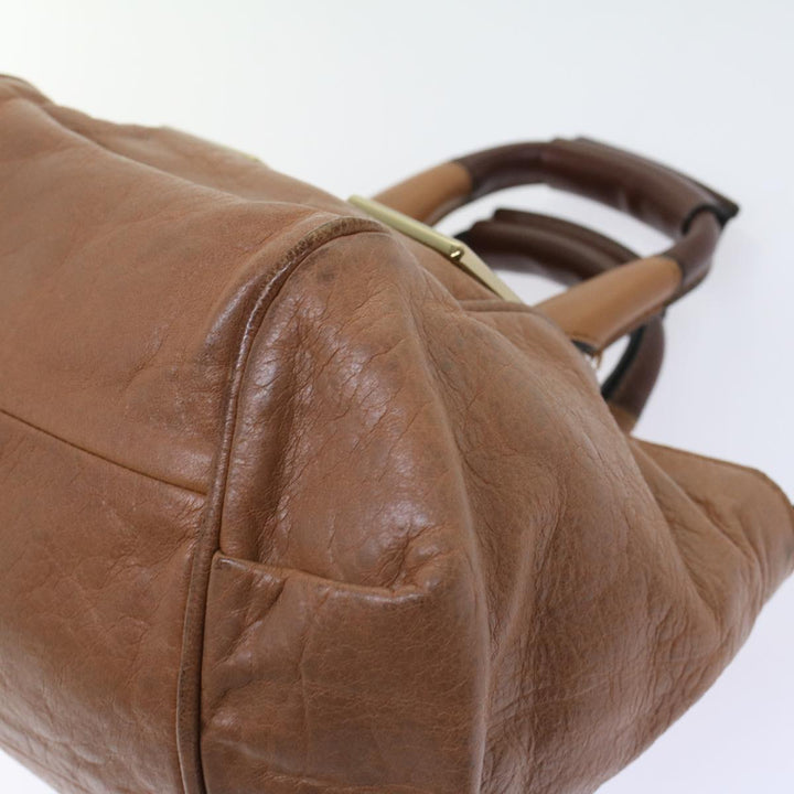 Chloe Etel Hand Bag Leather 2way Brown 03-12-50-65 th4017