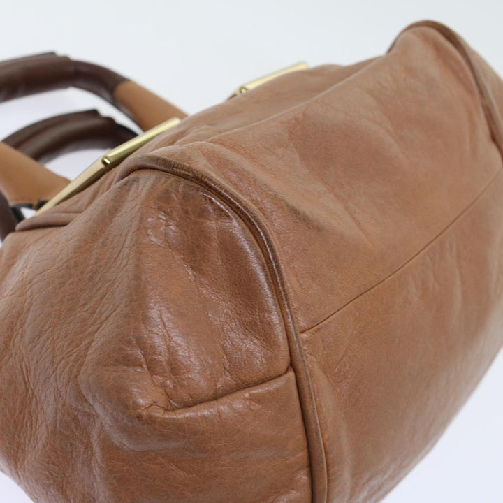 Chloe Etel Hand Bag Leather 2way Brown 03-12-50-65 th4017