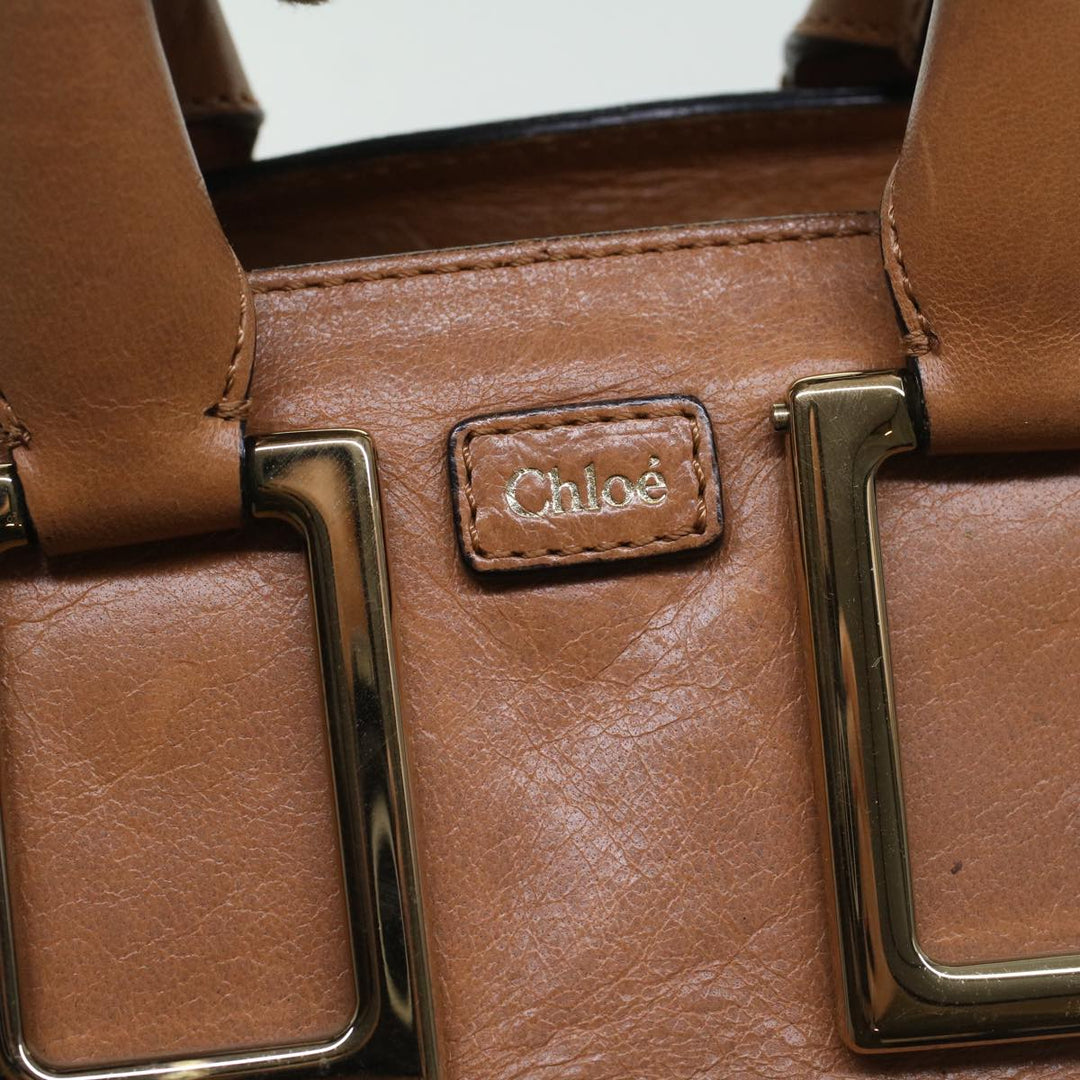 Chloe Etel Hand Bag Leather 2way Brown 03-12-50-65 th4017