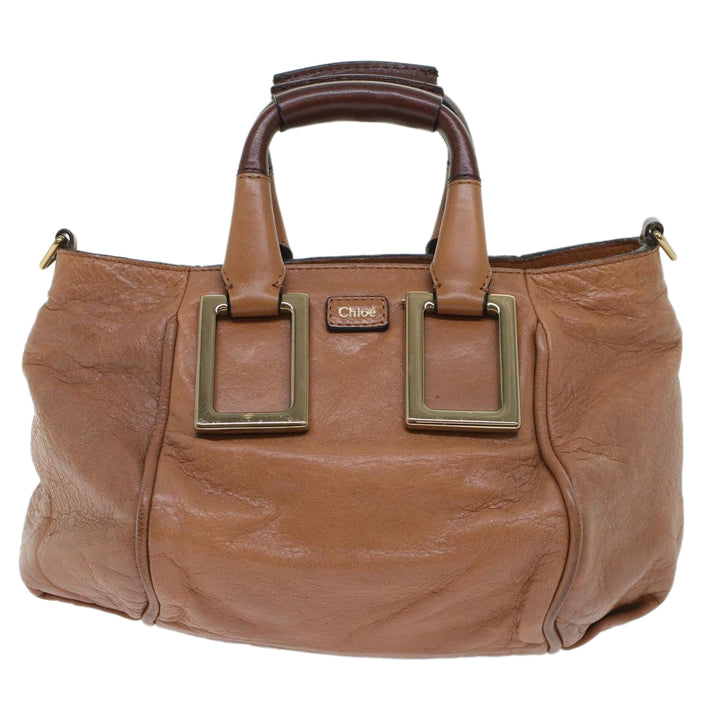 Chloe Etel Hand Bag Leather 2way Brown 03-12-50-65 th4017