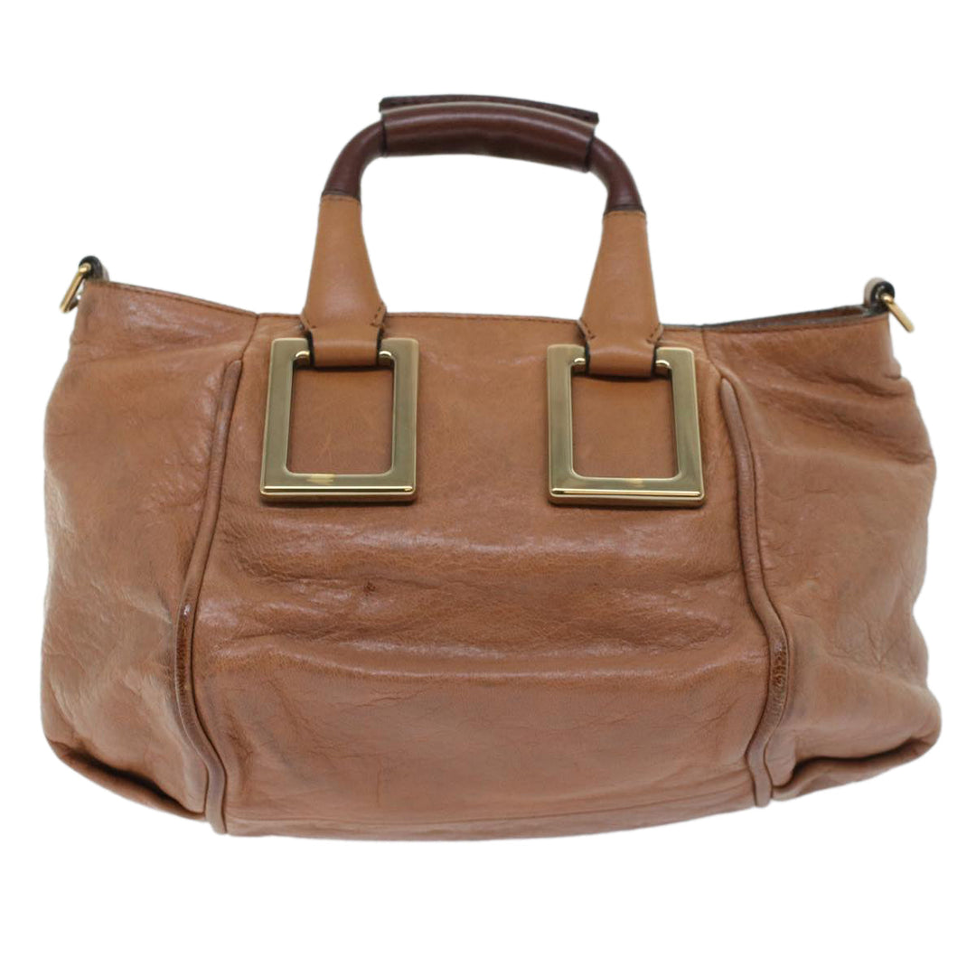 Chloe Etel Hand Bag Leather 2way Brown 03-12-50-65 th4017
